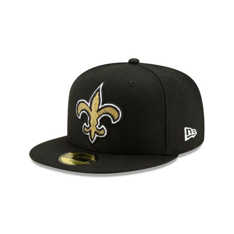 NFL New Orleans Saints Crystals From Swarovski 59Fifty Fitted (UGS8649) - Black New Era Caps